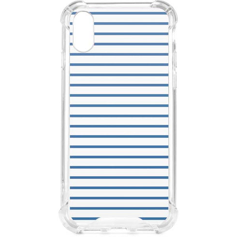 Blue and White Stripes iPhone XS Clear Case