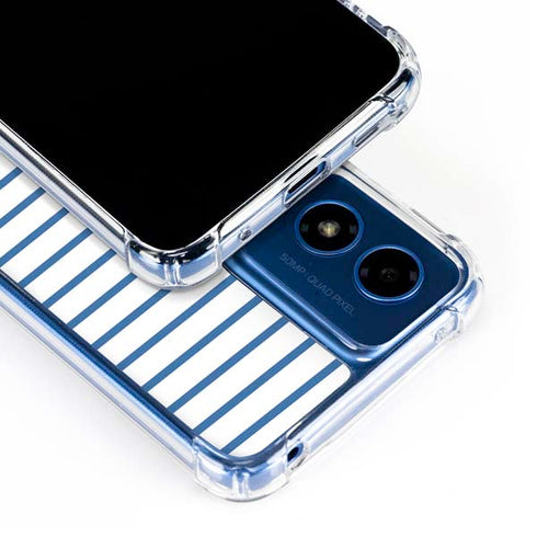 Blue and White Stripes Moto G Play 4G (2024) Clear Case