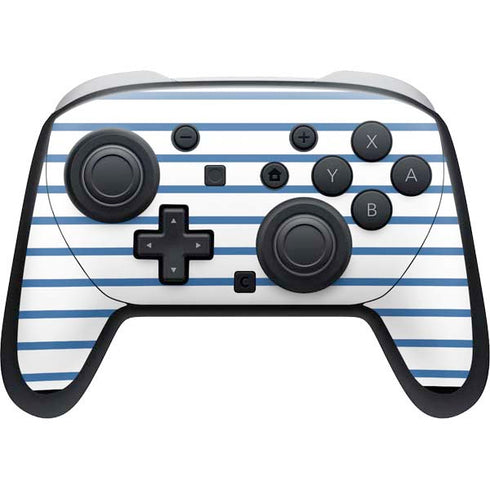 Blue and White Stripes Nintendo Switch 2 (2025) Pro Controller Skin