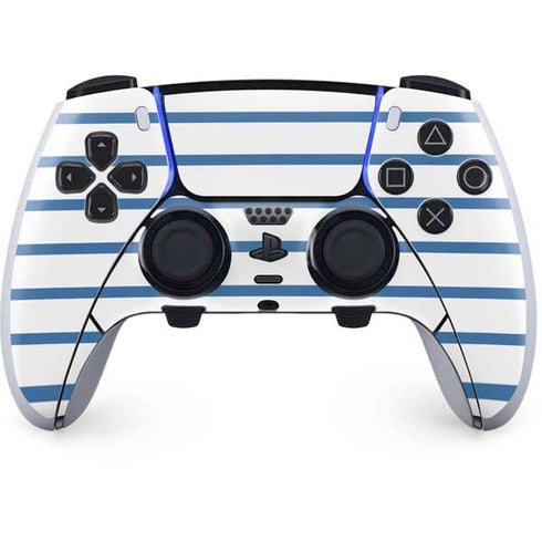 Blue and White Stripes PS5 DualSense Edge Pro Controller Skin