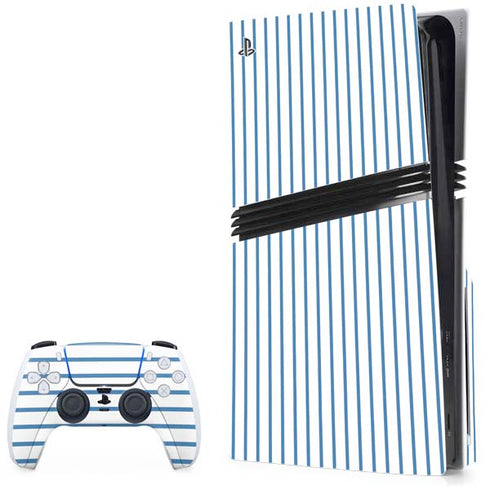 Blue and White Stripes PS5 Pro Disk Bundle Skin