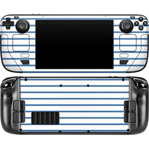 Blue and White Stripes Steam Deck Handheld Gaming Computer OLED Skin