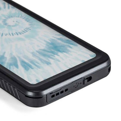 Blue and White Tie Dye Galaxy S24 Plus Waterproof Case