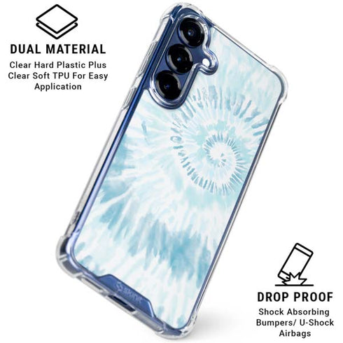 Blue and White Tie Dye Galaxy S25 Clear Case