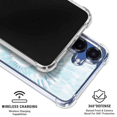 Blue and White Tie Dye Galaxy S25 Plus Clear Case