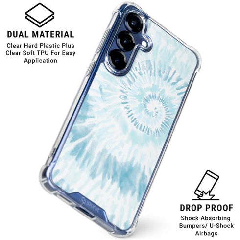 Blue and White Tie Dye Galaxy S25 Plus Clear Case