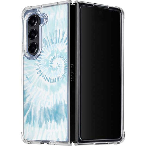 Blue and White Tie Dye Galaxy Z Fold5 5G Clear Case