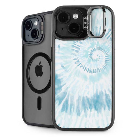 Blue and White Tie Dye iPhone 14 Kickstand Case