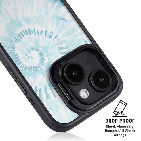 Blue and White Tie Dye iPhone 14 Plus Kickstand Case