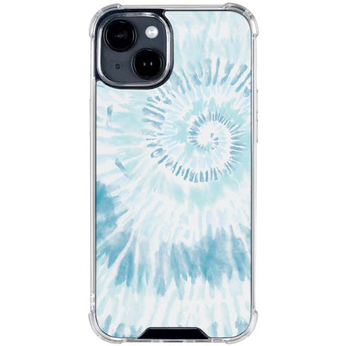 Blue and White Tie Dye iPhone 15 Clear Case