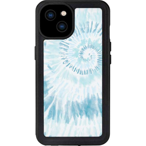 Blue and White Tie Dye iPhone 15 Plus Waterproof Case