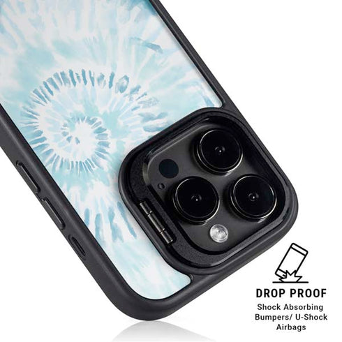 Blue and White Tie Dye iPhone 15 Pro Kickstand Case