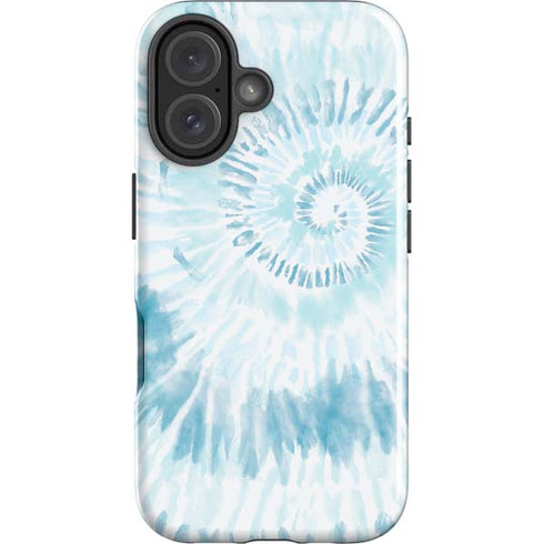 Blue and White Tie Dye iPhone 16 Impact Case