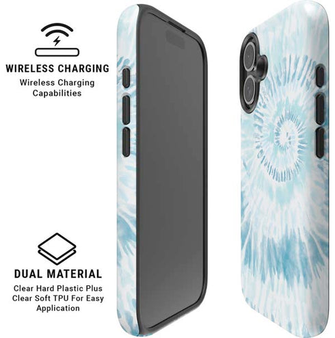 Blue and White Tie Dye iPhone 16 Magsafe Impact Case
