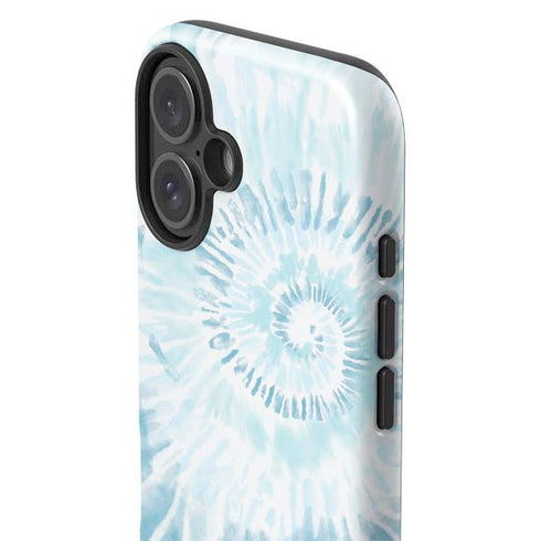 Blue and White Tie Dye iPhone 16 Plus Impact Case