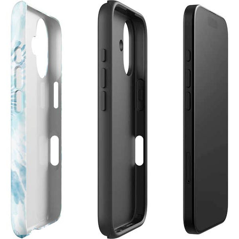 Blue and White Tie Dye iPhone 16 Plus Impact Case