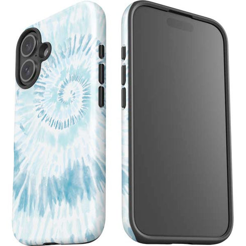 Blue and White Tie Dye iPhone 16 Plus Impact Case