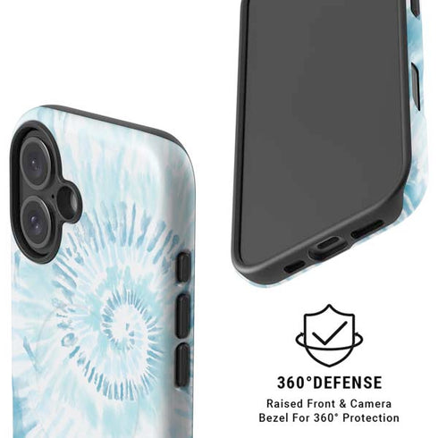 Blue and White Tie Dye iPhone 16 Plus Magsafe Impact Case