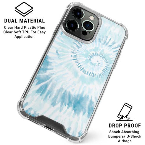 Blue and White Tie Dye iPhone 16 Pro Clear Case