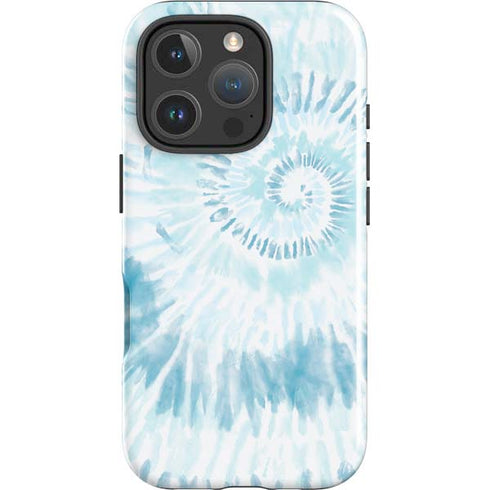 Blue and White Tie Dye iPhone 16 Pro Impact Case