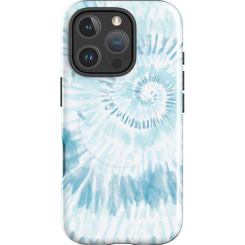 Blue and White Tie Dye iPhone 16 Pro Max Magsafe Impact Case