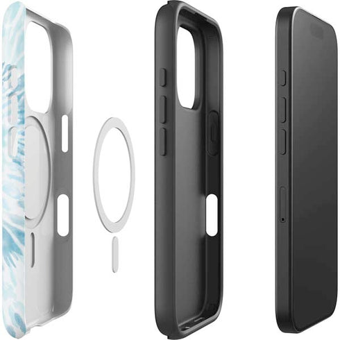 Blue and White Tie Dye iPhone 16 Pro Max Magsafe Impact Case