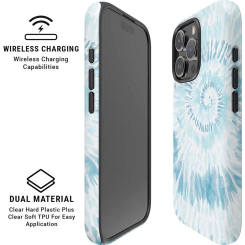 Blue and White Tie Dye iPhone 16 Pro Max Magsafe Impact Case