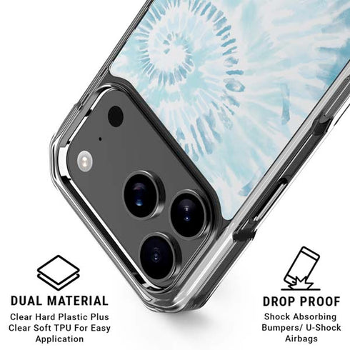 Blue and White Tie Dye iPhone 18 Pro Clear Case