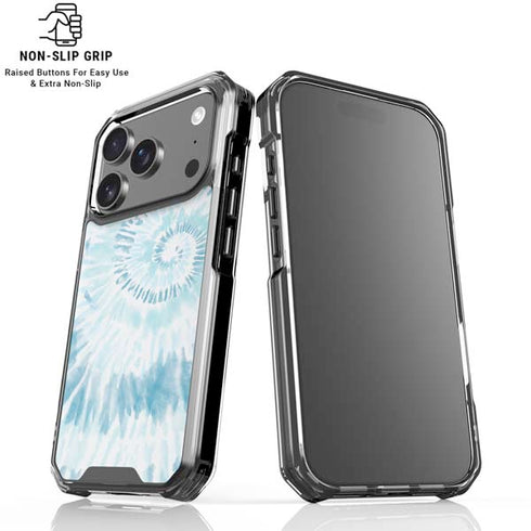 Blue and White Tie Dye iPhone 18 Pro Clear Case
