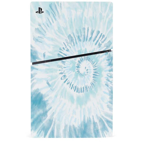 Blue and White Tie Dye PS5 Slim Digital Edition Console Skin