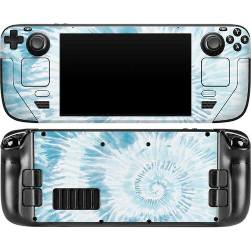 Blue and White Tie Dye Steam Deck Handheld Gaming Computer OLED Skin