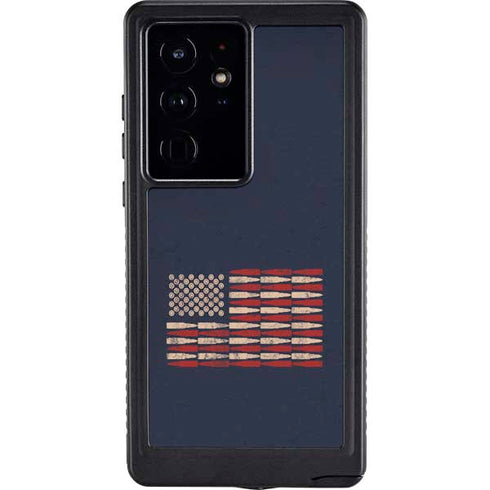 Blue Bullet American Flag Galaxy S24 Ultra Waterproof Case