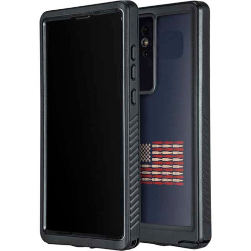 Blue Bullet American Flag Galaxy S24 Ultra Waterproof Case