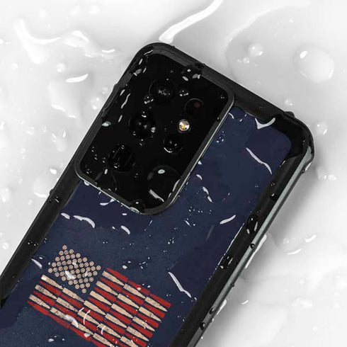 Blue Bullet American Flag Galaxy S24 Ultra Waterproof Case