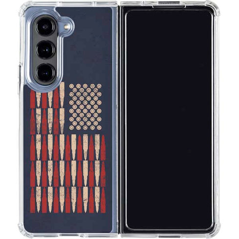 Blue Bullet American Flag Galaxy Z Fold5 5G Clear Case
