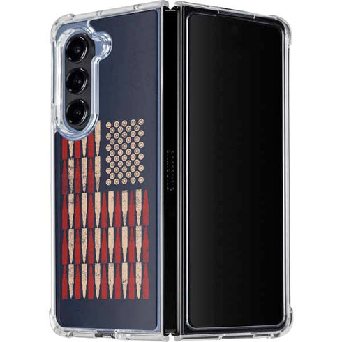 Blue Bullet American Flag Galaxy Z Fold5 5G Clear Case