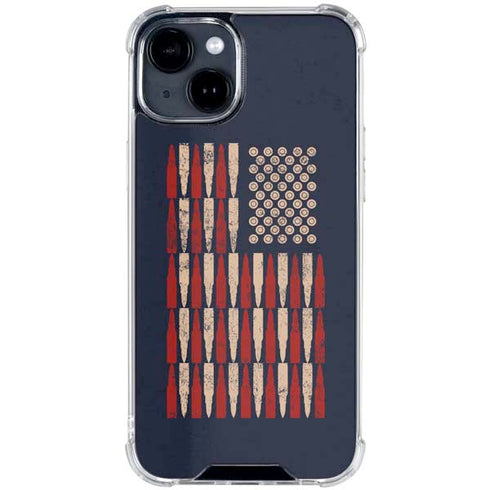 Blue Bullet American Flag iPhone 15 Clear Case