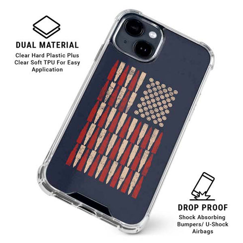 Blue Bullet American Flag iPhone 15 Clear Case