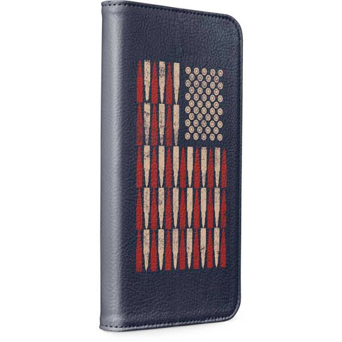 Blue Bullet American Flag iPhone 15 Folio Case