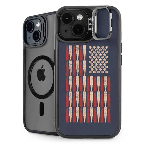 Blue Bullet American Flag iPhone 15 Plus Kickstand Case