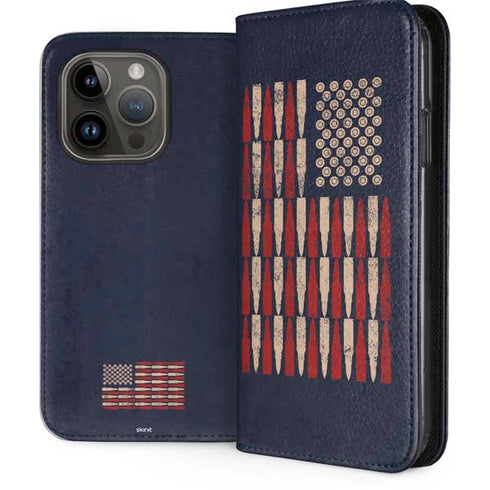 Blue Bullet American Flag iPhone 15 Pro Folio Case