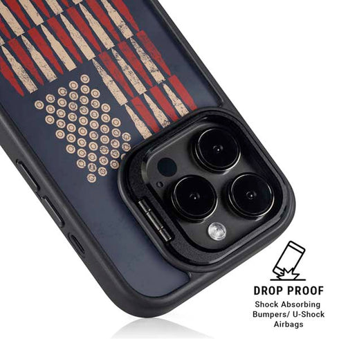 Blue Bullet American Flag iPhone 15 Pro Max Kickstand Case
