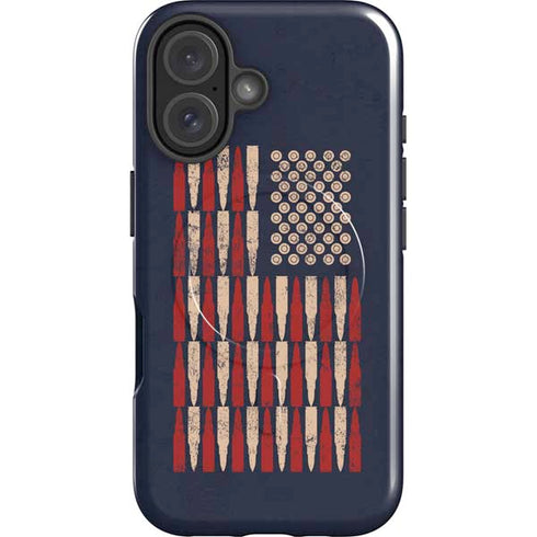 Blue Bullet American Flag iPhone 16 Magsafe Impact Case