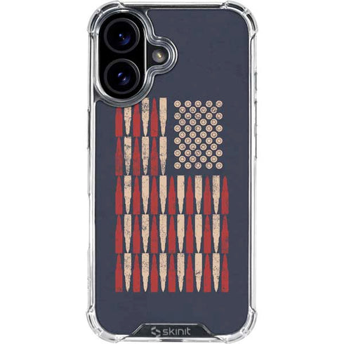 Blue Bullet American Flag iPhone 16 Plus Clear Case