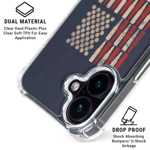 Blue Bullet American Flag iPhone 16 Plus Clear Case