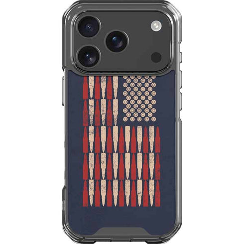 Blue Bullet American Flag iPhone 18 Pro Clear Case