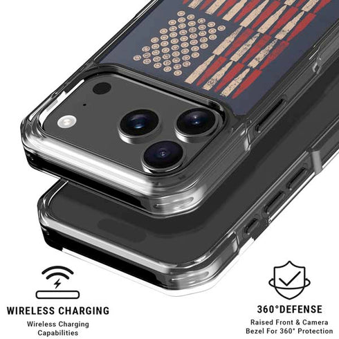 Blue Bullet American Flag iPhone 18 Pro Clear Case