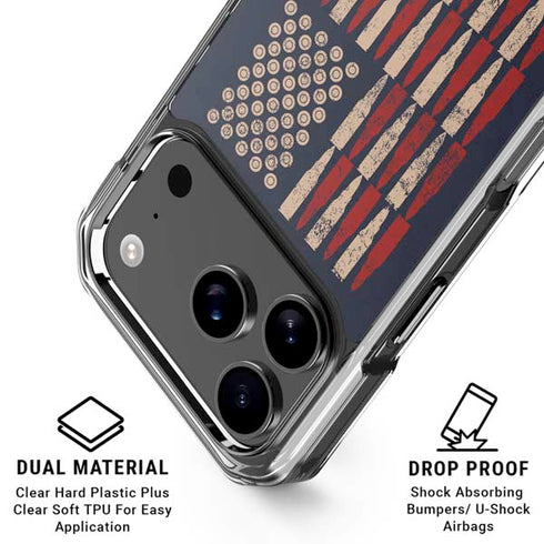 Blue Bullet American Flag iPhone 18 Pro Clear Case