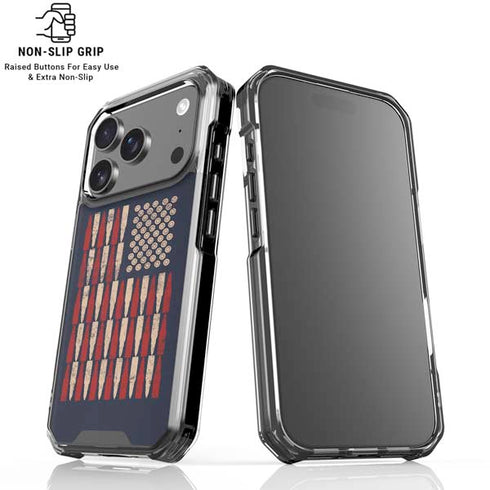 Blue Bullet American Flag iPhone 18 Pro Clear Case