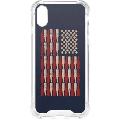 Blue Bullet American Flag iPhone XS Clear Case